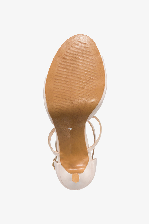 Beżowe sandały skórzane damskie szpilki z zakrytą piętą PRODUKT POLSKI Casu 2111