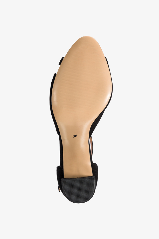 Czarne sandały skórzane damskie na słupku t-bar z zakrytą piętą PRODUKT POLSKI Casu 22998-Z-1-65