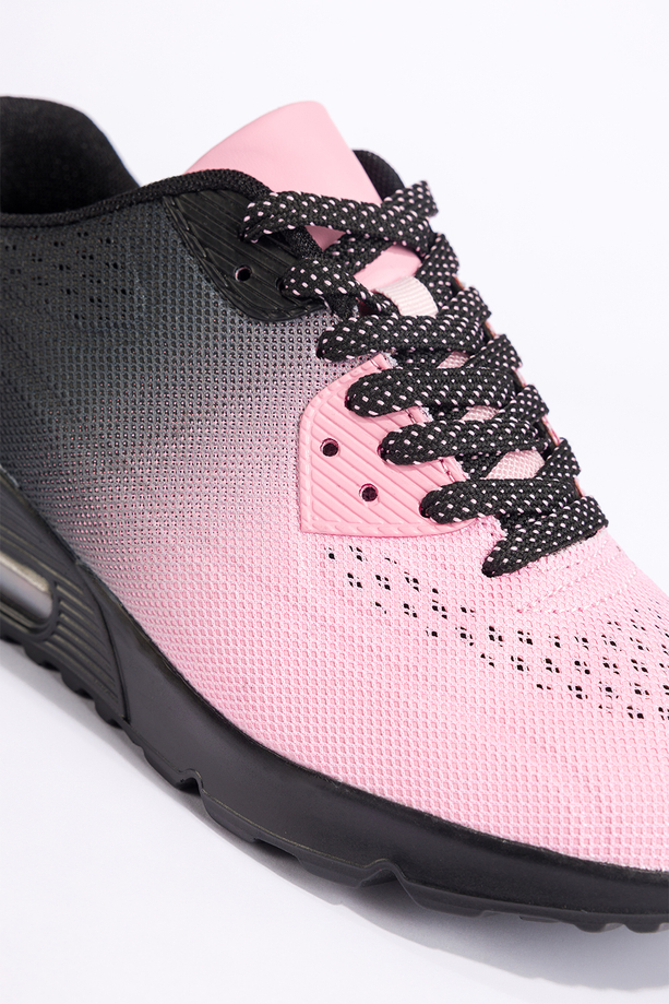 Różowe sneakersy damskie buty sportowe cieniowane na koturnie ze żłobieniami sznurowane Casu D802