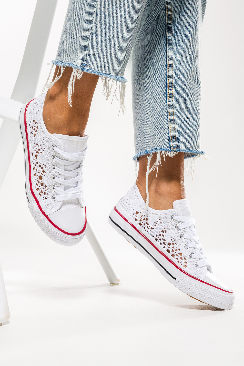 Biae trampki damskie koronkowe buty sportowe aurowe sznurowane Casu EV-97
