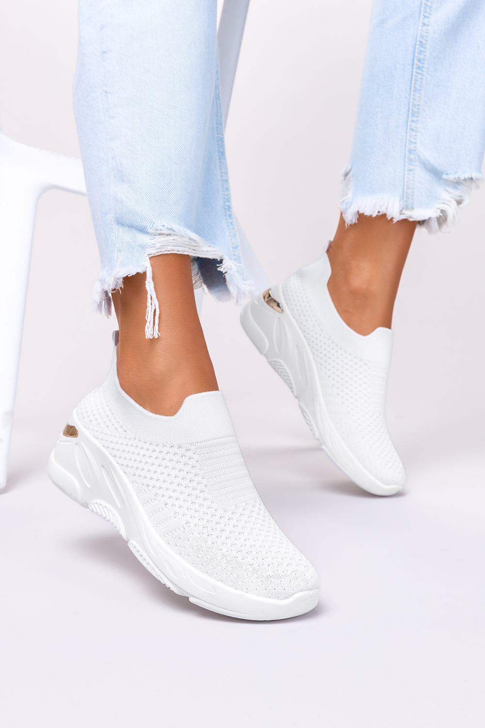 Biae sneakersy na koturnie buty sportowe slip on Casu 38-3-22-W