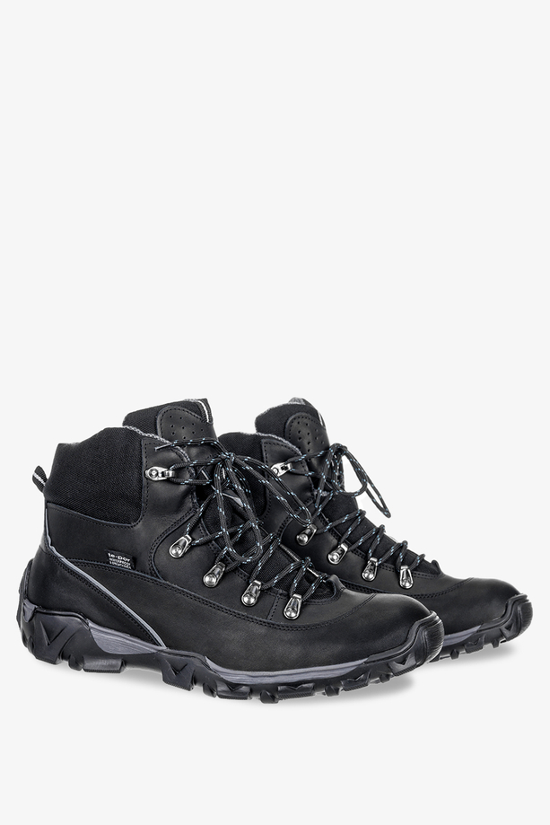 Czarne buty trekkingowe sznurowane waterproof polska skóra Windssor TR-2