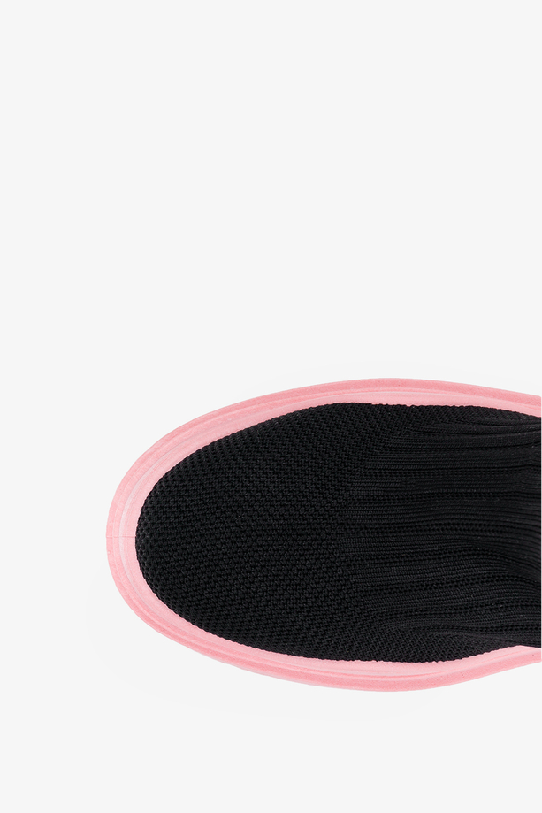 Czarne botki sneakersy na platformie skarpeta Casu LT286-4