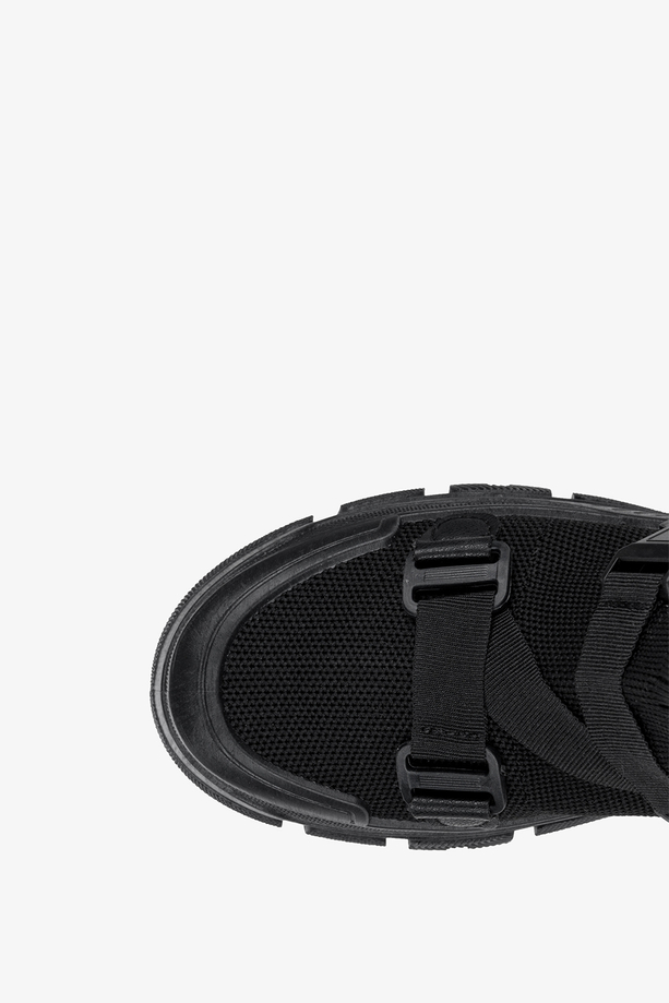 Czarne botki sneakersy skarpeta na platformie z klamrami Casu SJ2126-1