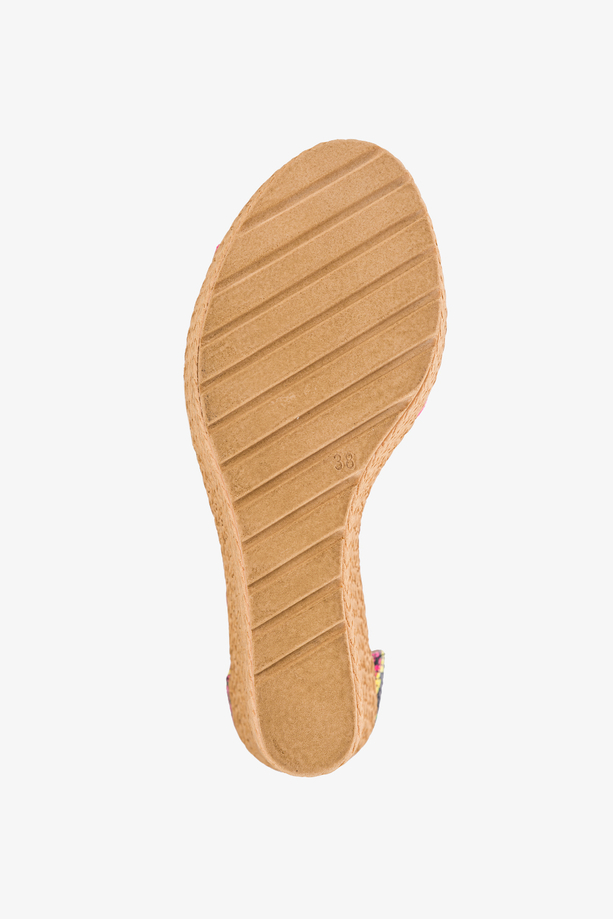 Fuksjowe sandały skórzane damskie espadryle na koturnie z zakrytą piętą pasek wokół kostki wzór wężowy PRODUKT POLSKI Casu 2556-204-922