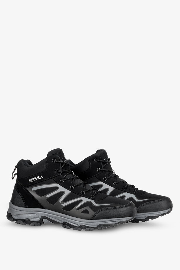 Czarne buty trekkingowe sznurowane softshell Casu A2109-1