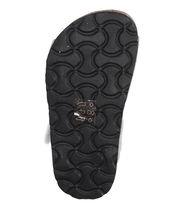 Srebrne sandały na rzepy ze skórzaną wkładką i profilowaną korkową podeszwą Casu B19KDX1/S