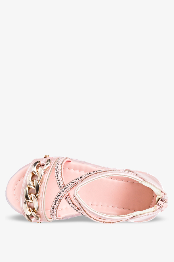 Różowe sandały z łańcuchem z zamkiem na pięcie Casu 939B