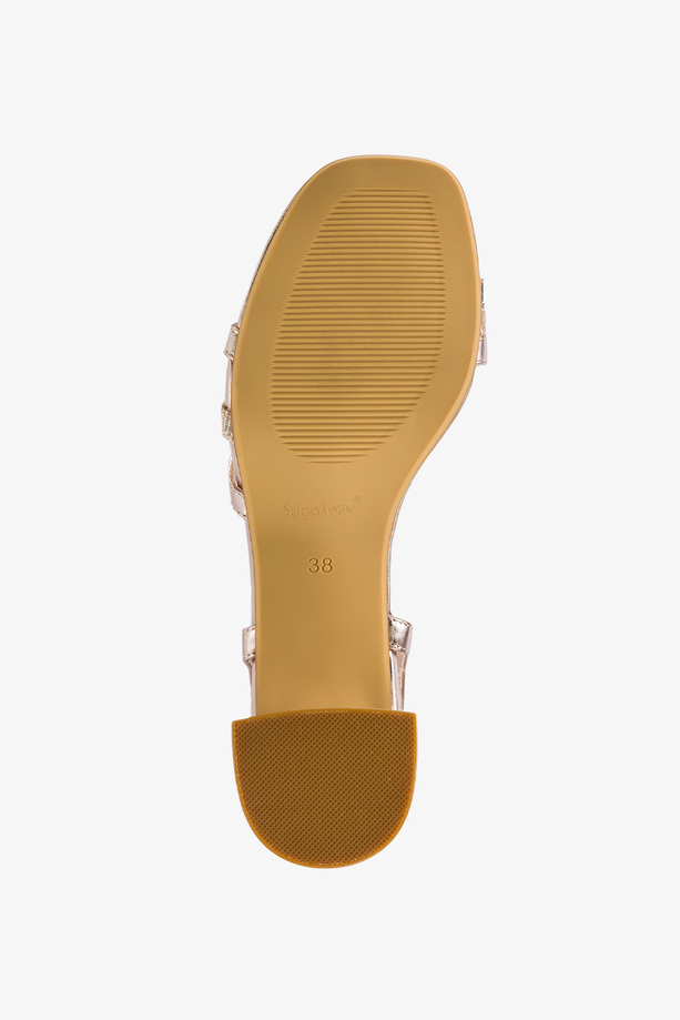 Miedziane sandały damskie Sergio Leone na szerokim klocku skórzana wkładka SK046-CA