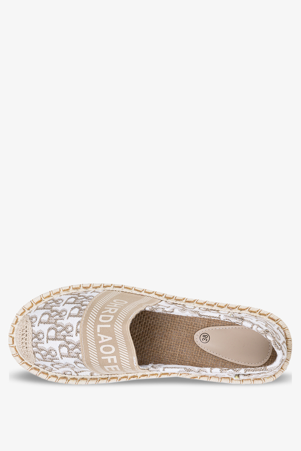 Beżowe espadryle z napisami slip on Casu NB538P