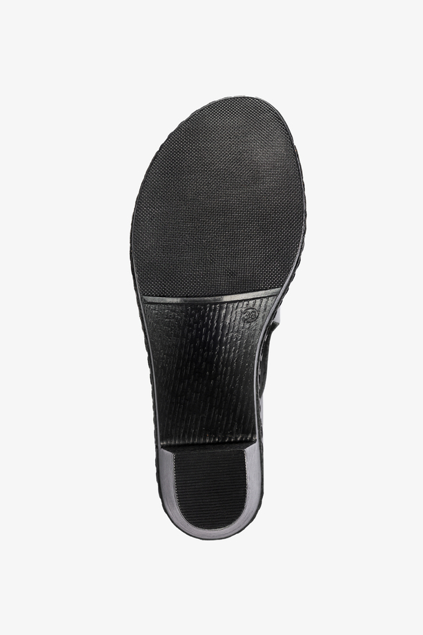 Czarne sandały skórzane damskie na słupku PRODUKT POLSKI Casu 50009