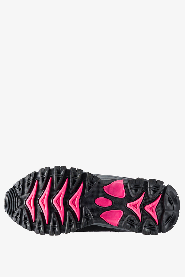 Czarne buty trekkingowe damskie z różowymi dodatkami sznurowane softshell Casu B2114-8