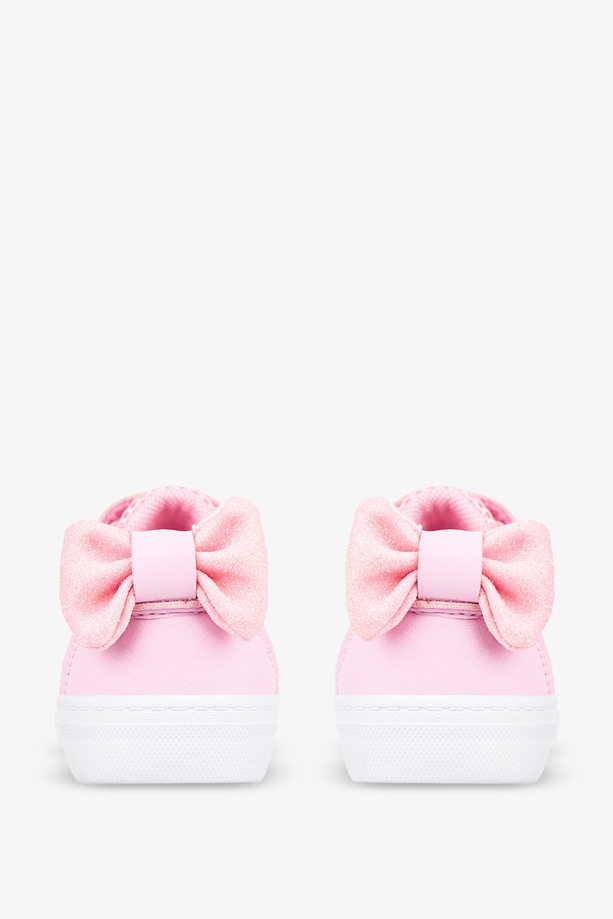 Różowe trampki z kokardą ażurowe buty sportowe na rzep Casu 6-3-22-P