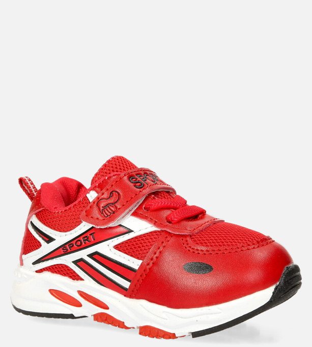 Czerwone buty sportowe na rzep Casu 20P15/M