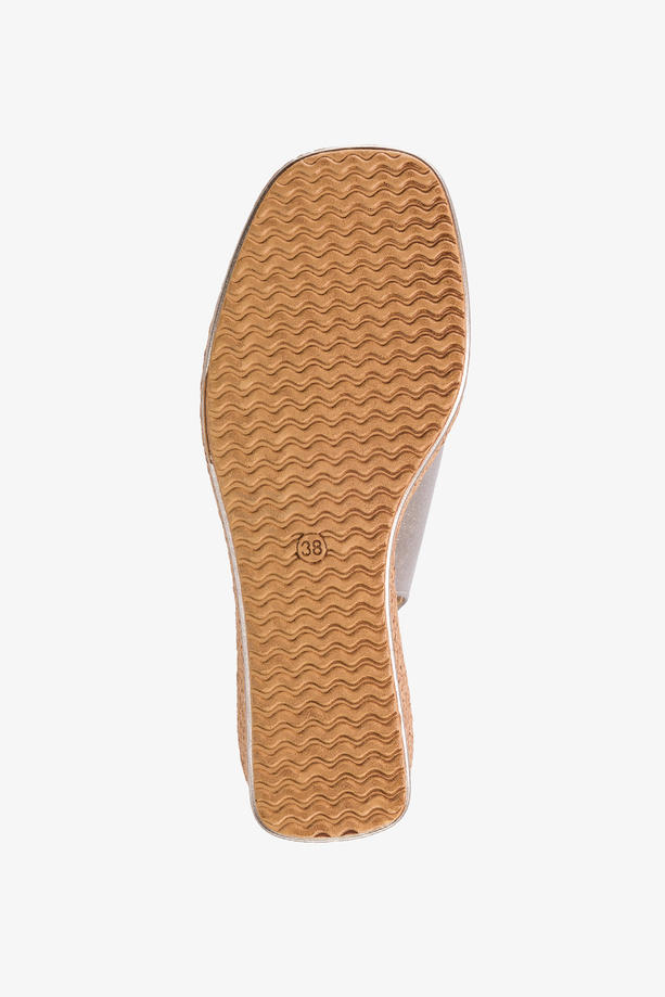 Platynowe sandały damskie Sergio Leone na ozdobnym koturnie skórzana wkładka SK301-CA