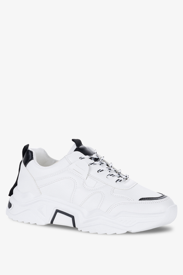 Białe sneakersy na platformie buty sportowe sznurowane Casu 12-11-21-WB
