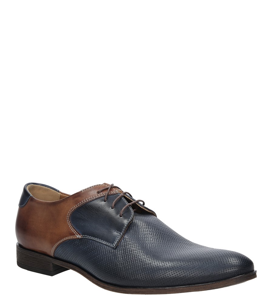 Granatowe buty wizytowe skrzane sznurowane granat palony DUO MEN 00737E-03-L-P-010