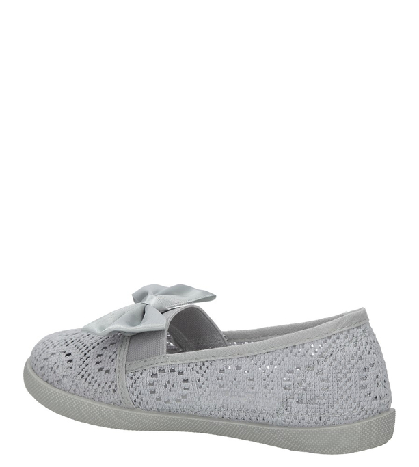 Szare baleriny slip on ażurowe z kokardą Casu CB-S151