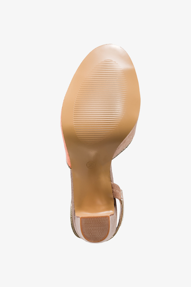 Beżowe sandały na słupku damskie skórzana wkładka Casu ER24X5-BE