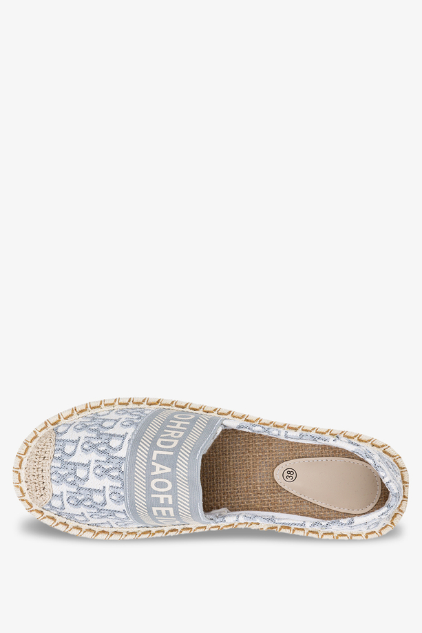 Szare espadryle z napisami slip on Casu NB538P