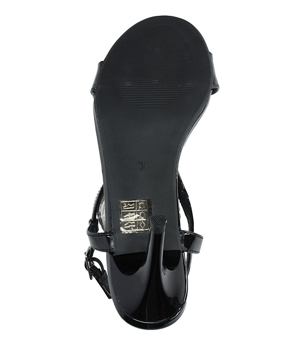 Czarne sandały szpilki lakierowane Jezzi SA124-1