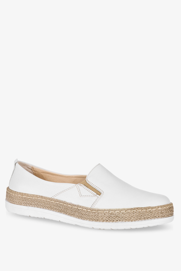 Popielate półbuty espadryle slip on POLSKA SKÓRA Casu 0644