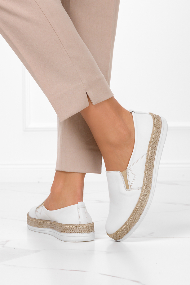 Popielate półbuty espadryle slip on POLSKA SKÓRA Casu 0644