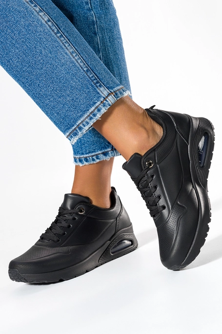Czarne sneakersy damskie buty sportowe na platformie sznurowane Casu 19286-1