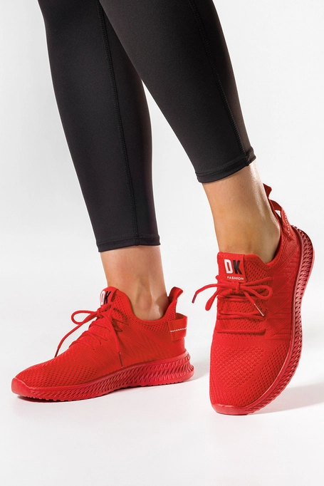 Czerwone sneakersy damskie buty sportowe sznurowane Casu SJ2300-7