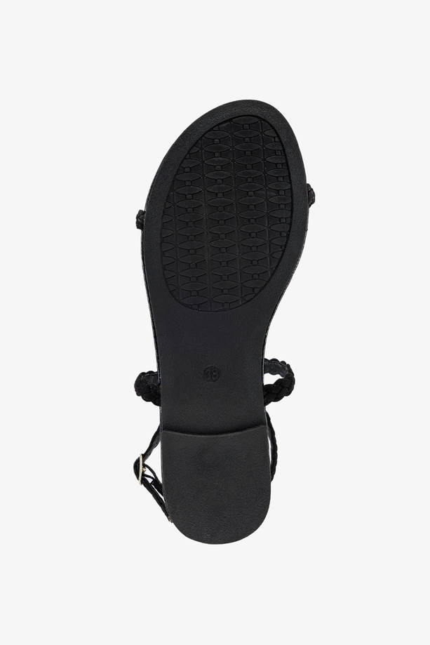 Czarne sandały płaskie z muszelkami Casu SN20X1/B