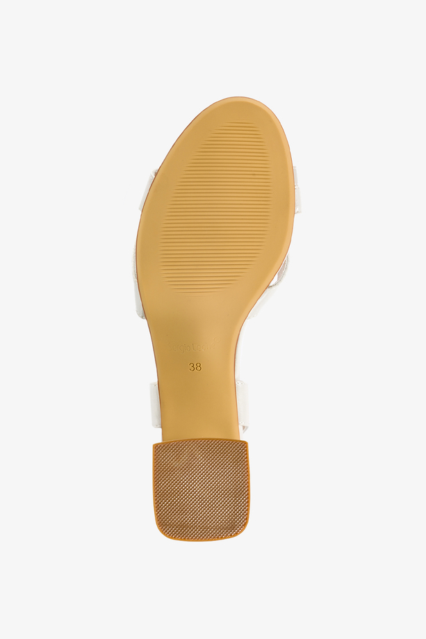 Szare sandały damskie Sergio Leone na szerokim klocku błyszczące dodatki skórzana wkładka SK894-CA