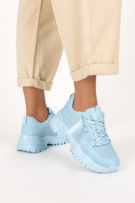 Niebieskie sneakersy na platformie buty sportowe sznurowane Casu BL367P-D