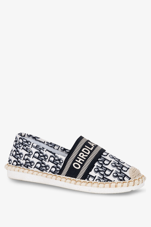 Czarne espadryle z napisami slip on Casu NB538P