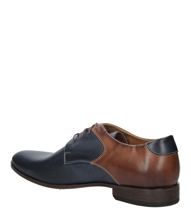 Granatowe buty wizytowe skórzane sznurowane granat palony DUO MEN 00737E-03-L-P-010