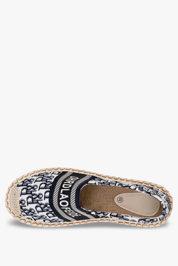 Czarne espadryle z napisami slip on Casu NB538P