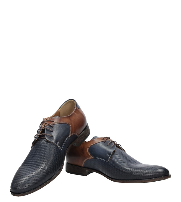 Granatowe buty wizytowe skórzane sznurowane granat palony DUO MEN 00737E-03-L-P-010