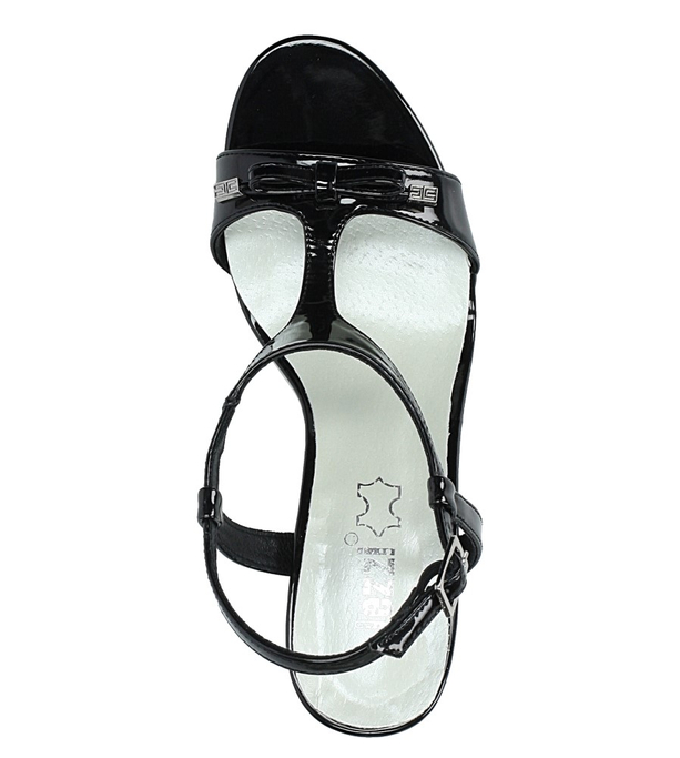 Czarne sandały szpilki lakierowane Jezzi SA124-1